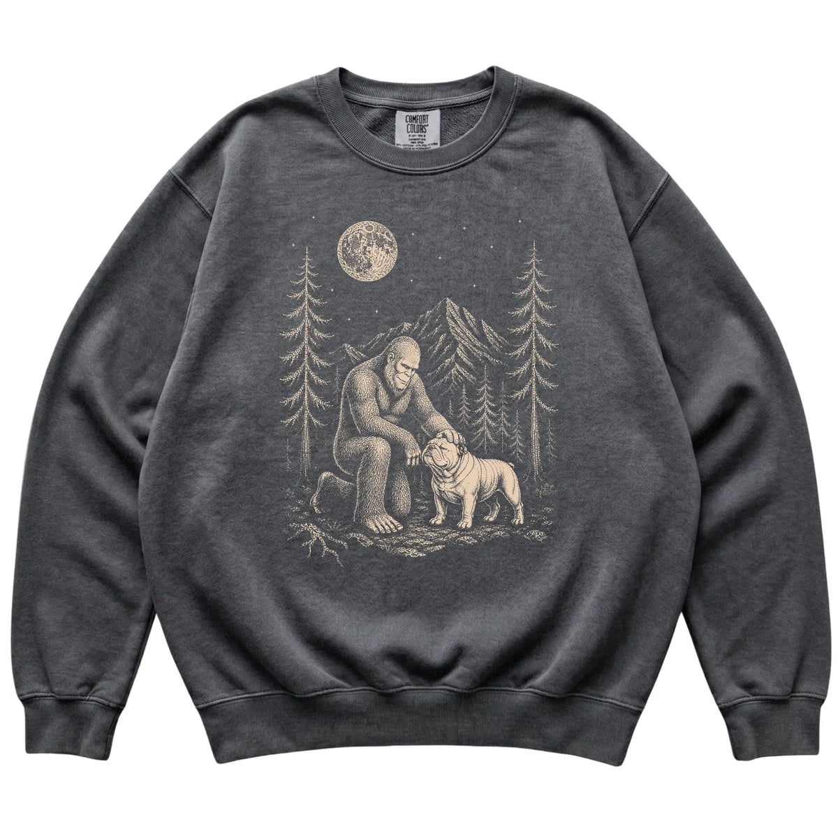 Bulldog and Bigfoot Sweatshirt in Pepper