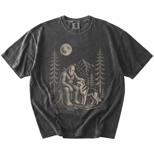 German Shepherd and Bigfoot T-Shirt in Pepper