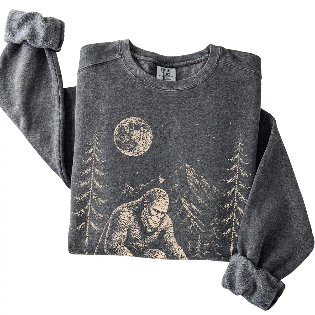 Pepper Comfort Colors sweatshirt featuring Bigfoot petting a Havanese