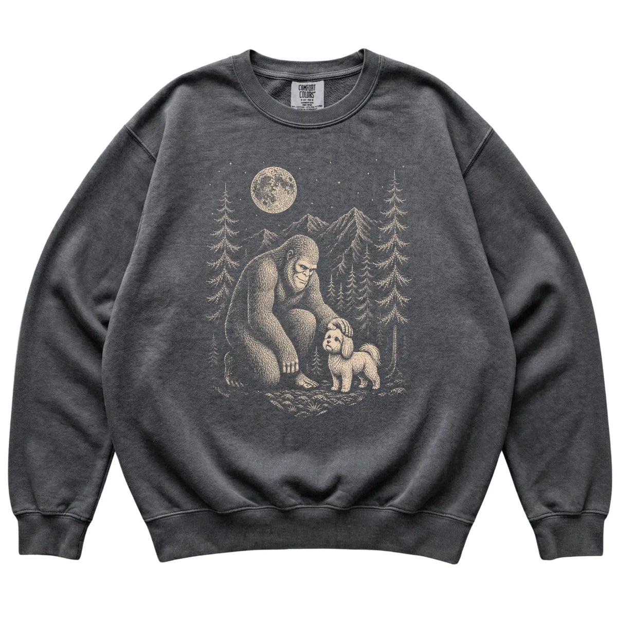 Maltese and Bigfoot Sweatshirt in Pepper