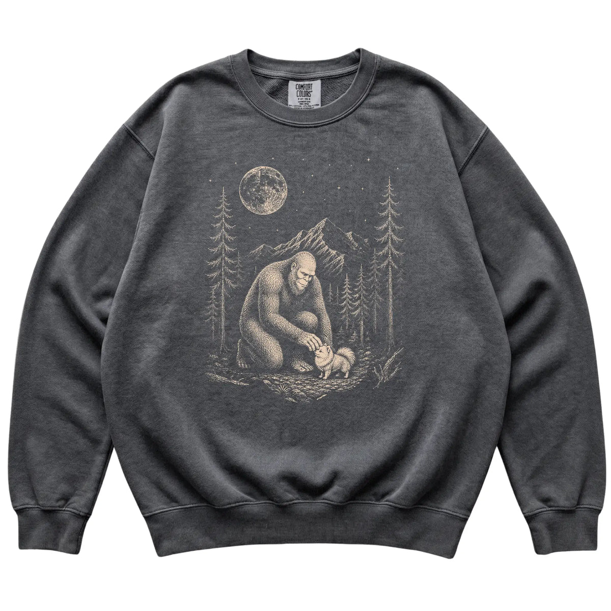 Pomeranian and Bigfoot Sweatshirt in Pepper