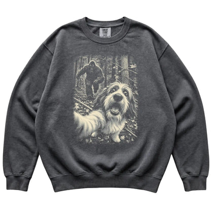 Pepper Havanese Bigfoot selfie sweatshirt, full garment view
