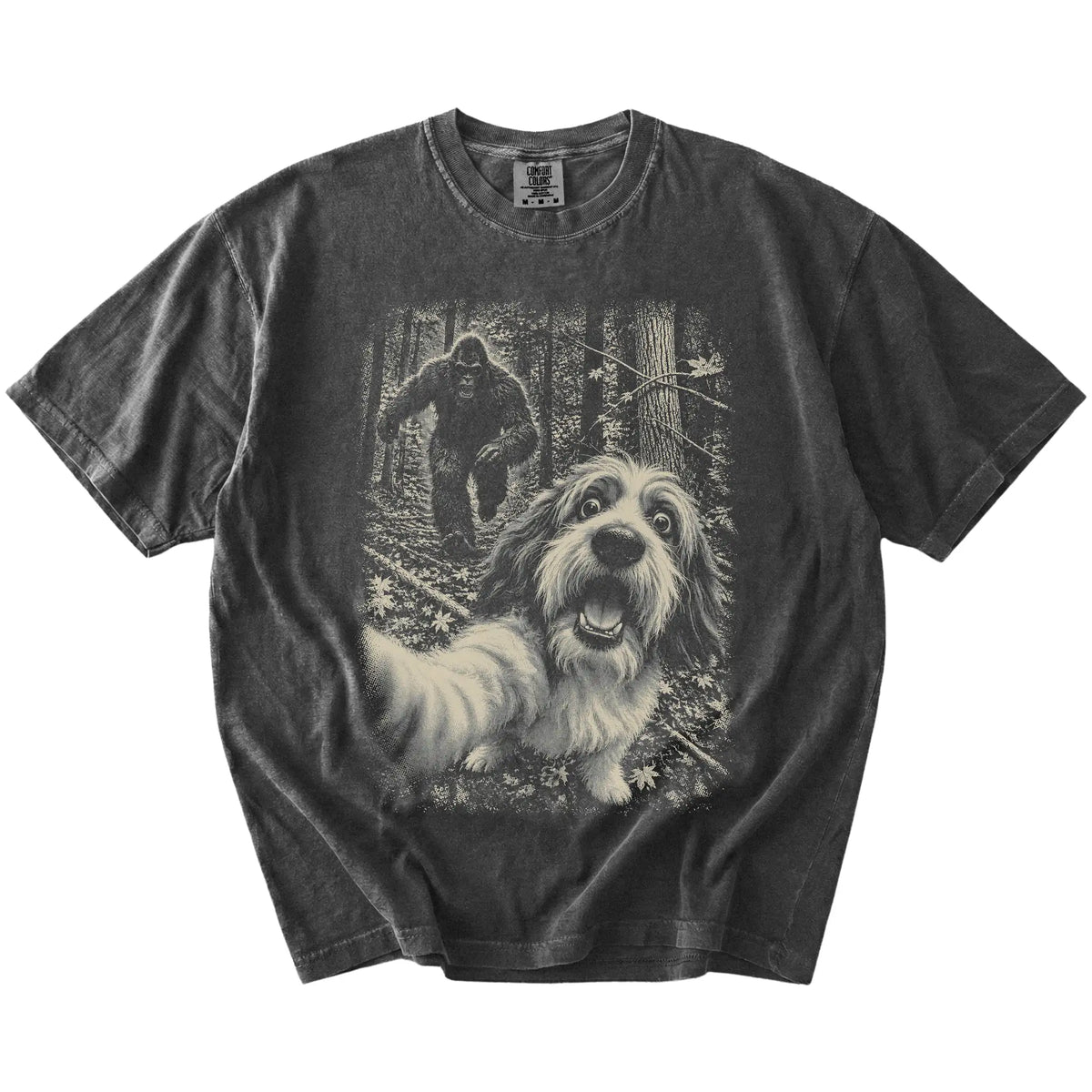 Pepper Havanese Bigfoot selfie T-shirt, full garment view