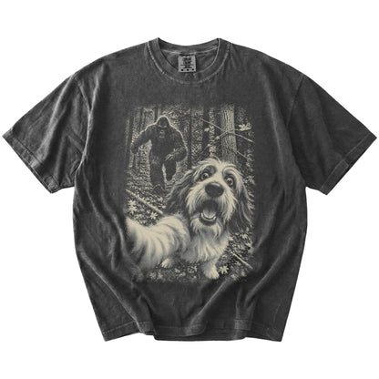 Pepper Havanese Bigfoot selfie T-shirt, full garment view