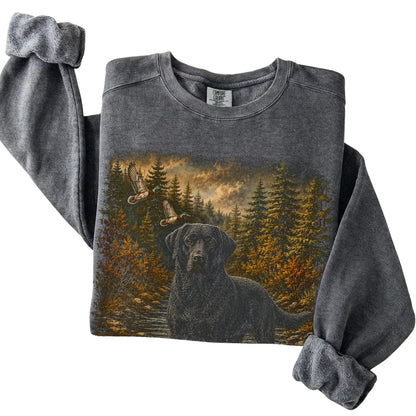 Black Lab Duck Hunting Sweatshirt in Pepper