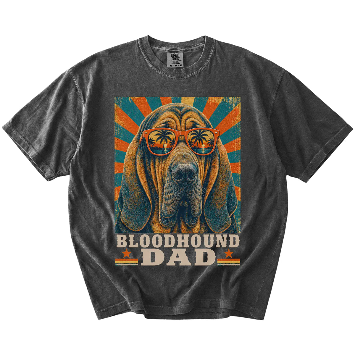 Retro Bloodhound Dad design on a Pepper Comfort Colors T-shirt
