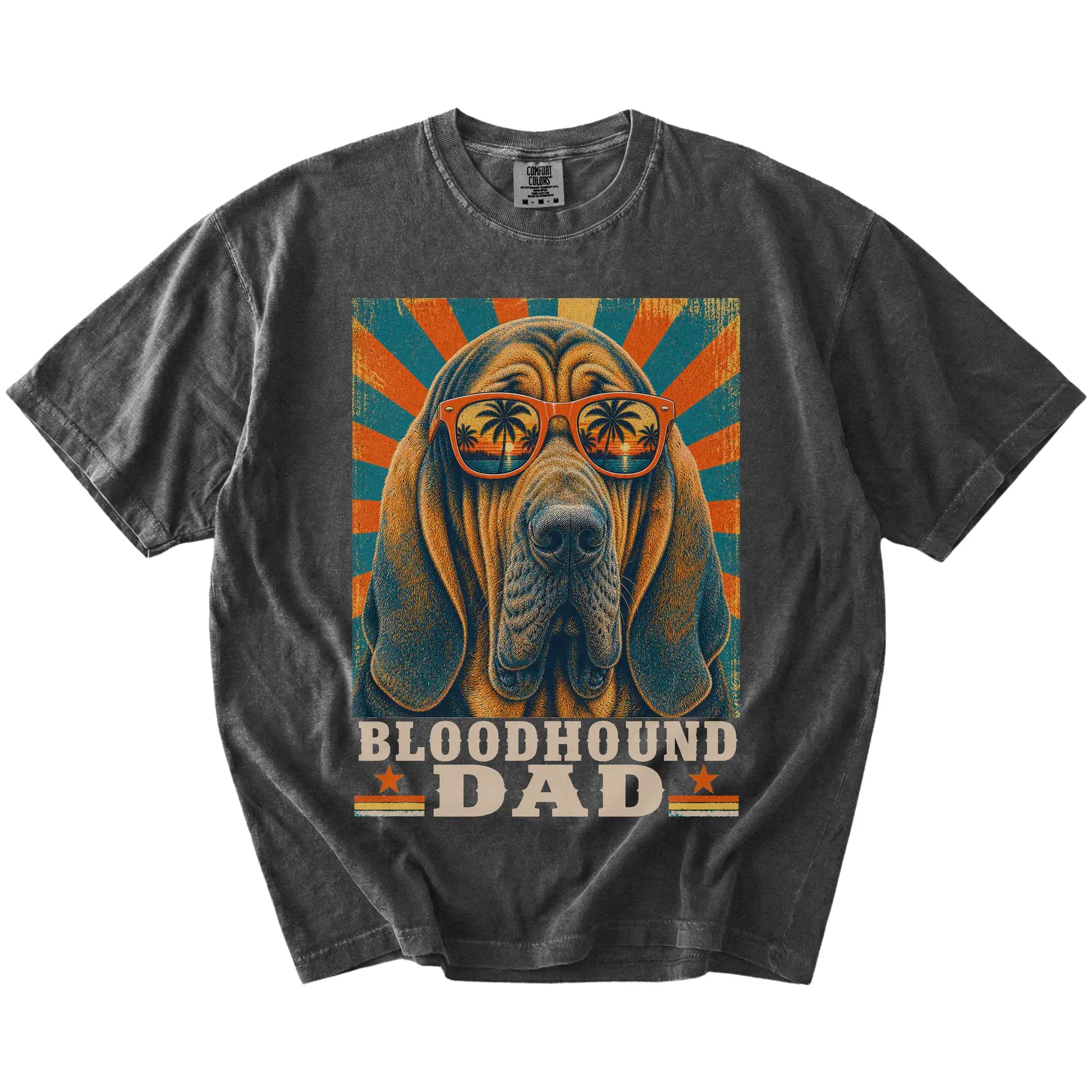 Retro Bloodhound Dad design on a Pepper Comfort Colors T-shirt