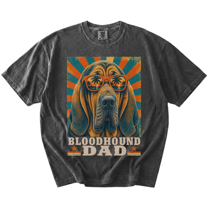 Retro Bloodhound Dad design on a Pepper Comfort Colors T-shirt