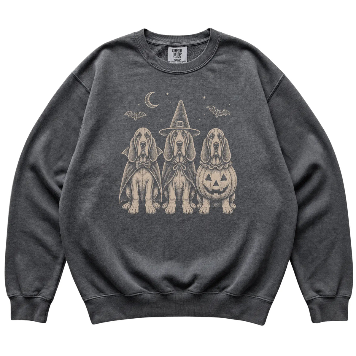 Pepper Bloodhound Halloween Costume Comfort Colors sweatshirt, flat view
