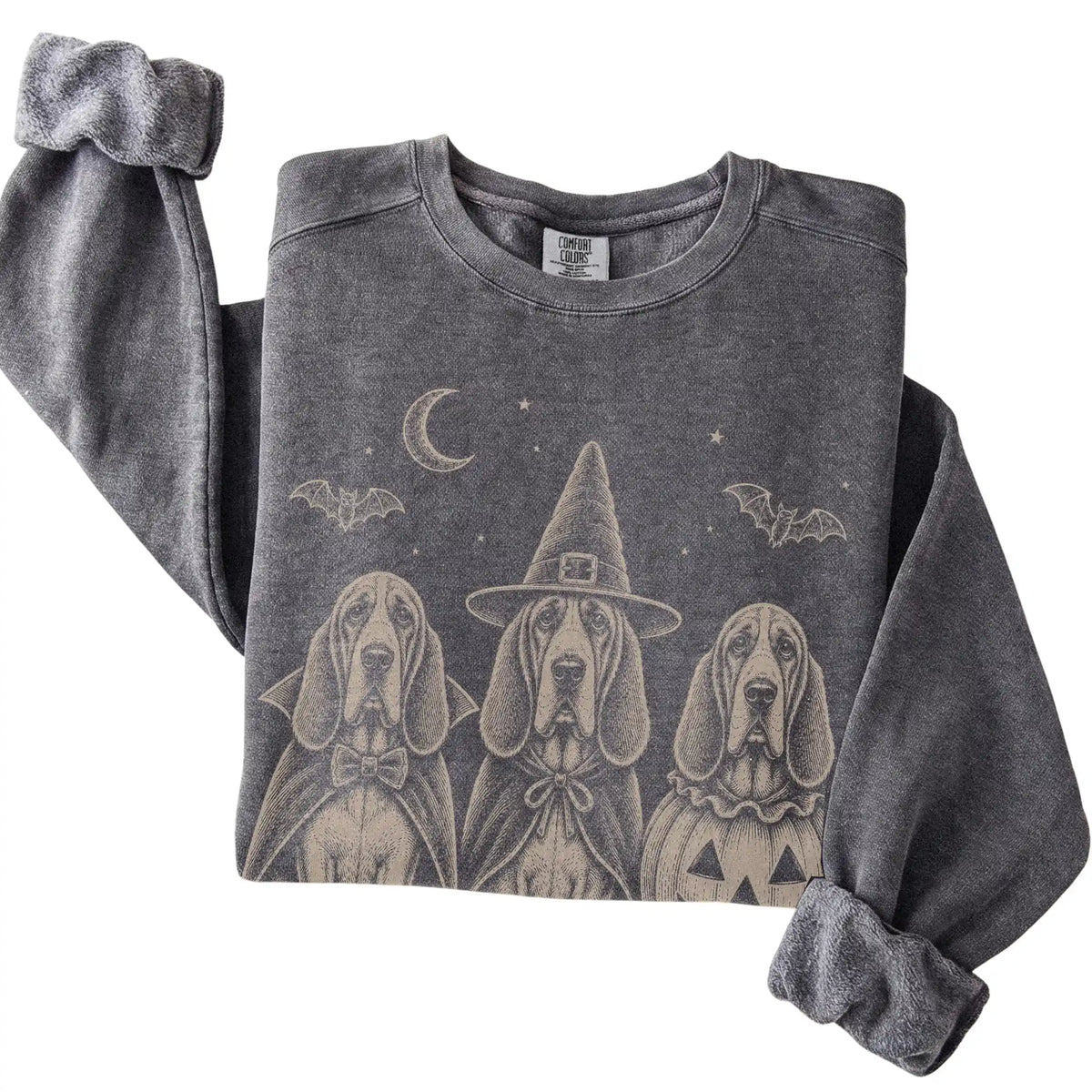 Pepper Bloodhound Halloween Costume Comfort Colors sweatshirt, folded view