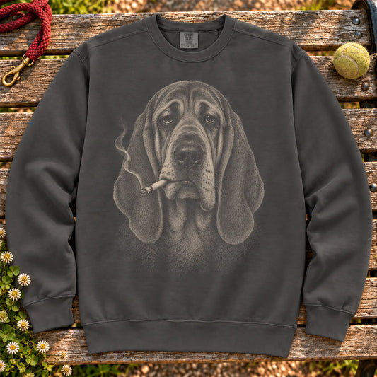Bloodhound smoking design on a Pepper sweatshirt