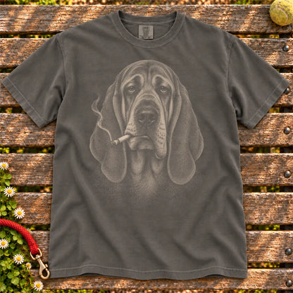 Bloodhound smoking design on a Pepper t-shirt