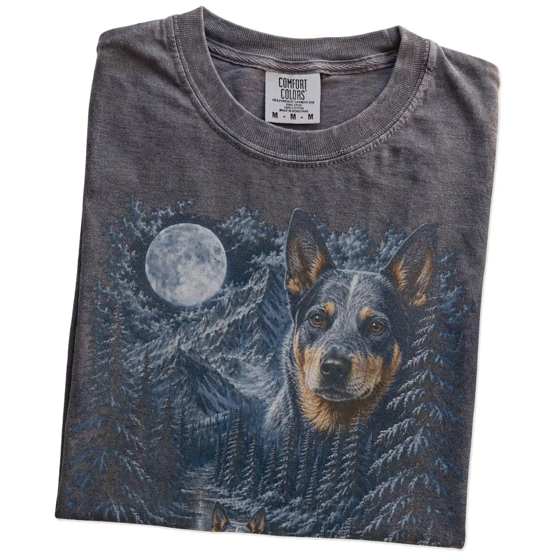 Folded Pepper Blue Heeler winter forest t-shirt