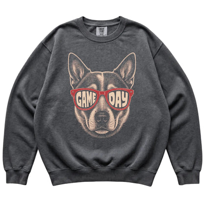 Pepper Blue Heeler Game Day Sunglasses sweatshirt, laid flat