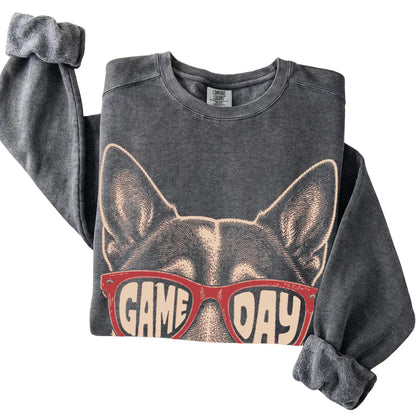 Pepper Blue Heeler Game Day Sunglasses sweatshirt, folded