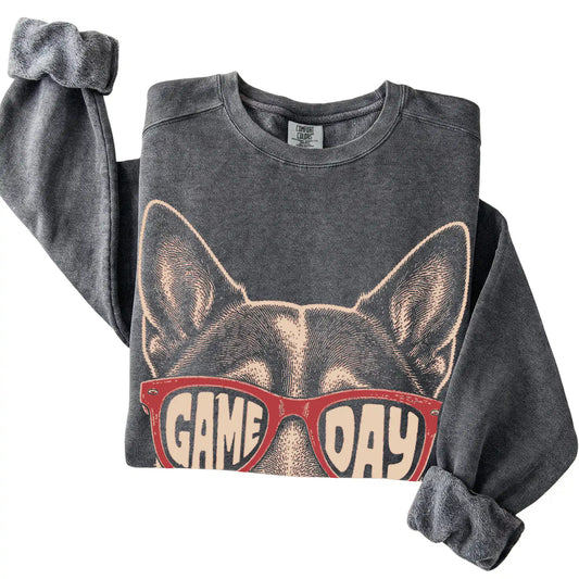 Pepper Blue Heeler Game Day Sunglasses sweatshirt, folded