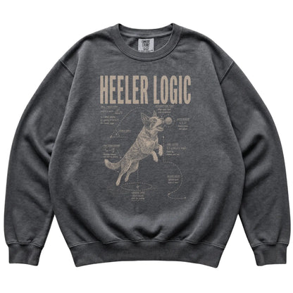 Pepper Blue Heeler Logic sweatshirt laid flat