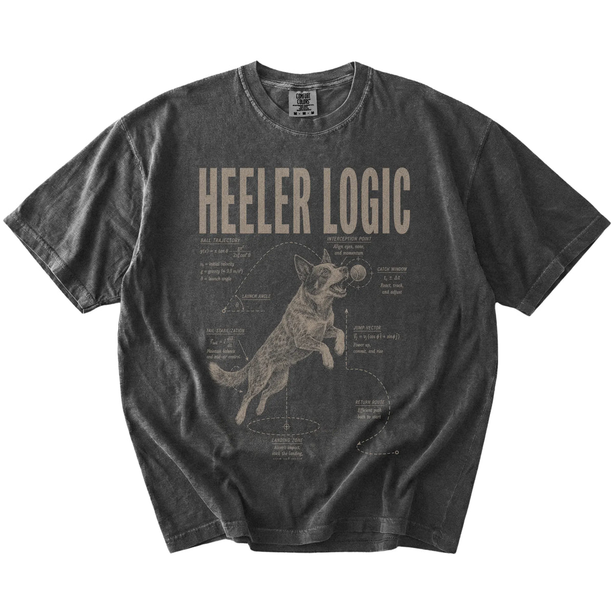Pepper Blue Heeler Logic T-Shirt laid flat