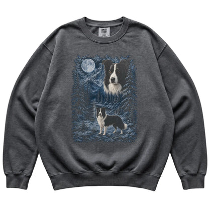 Border Collie Forest Moon Sweatshirt in Pepper