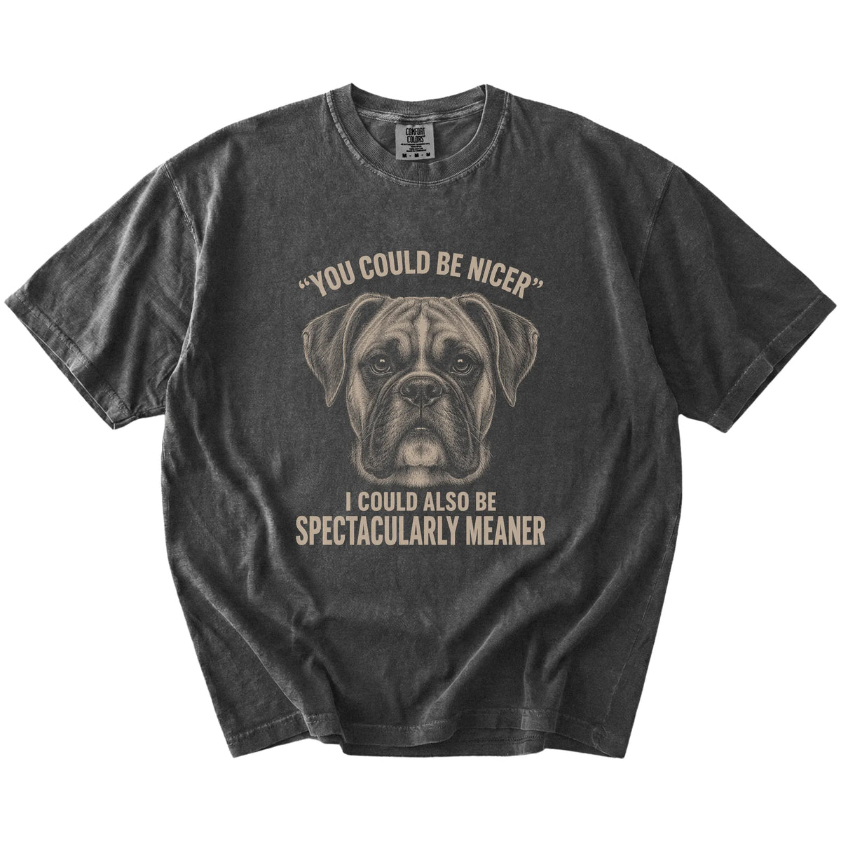 Boxer Guard Dog T-Shirt in Pepper — flat lay