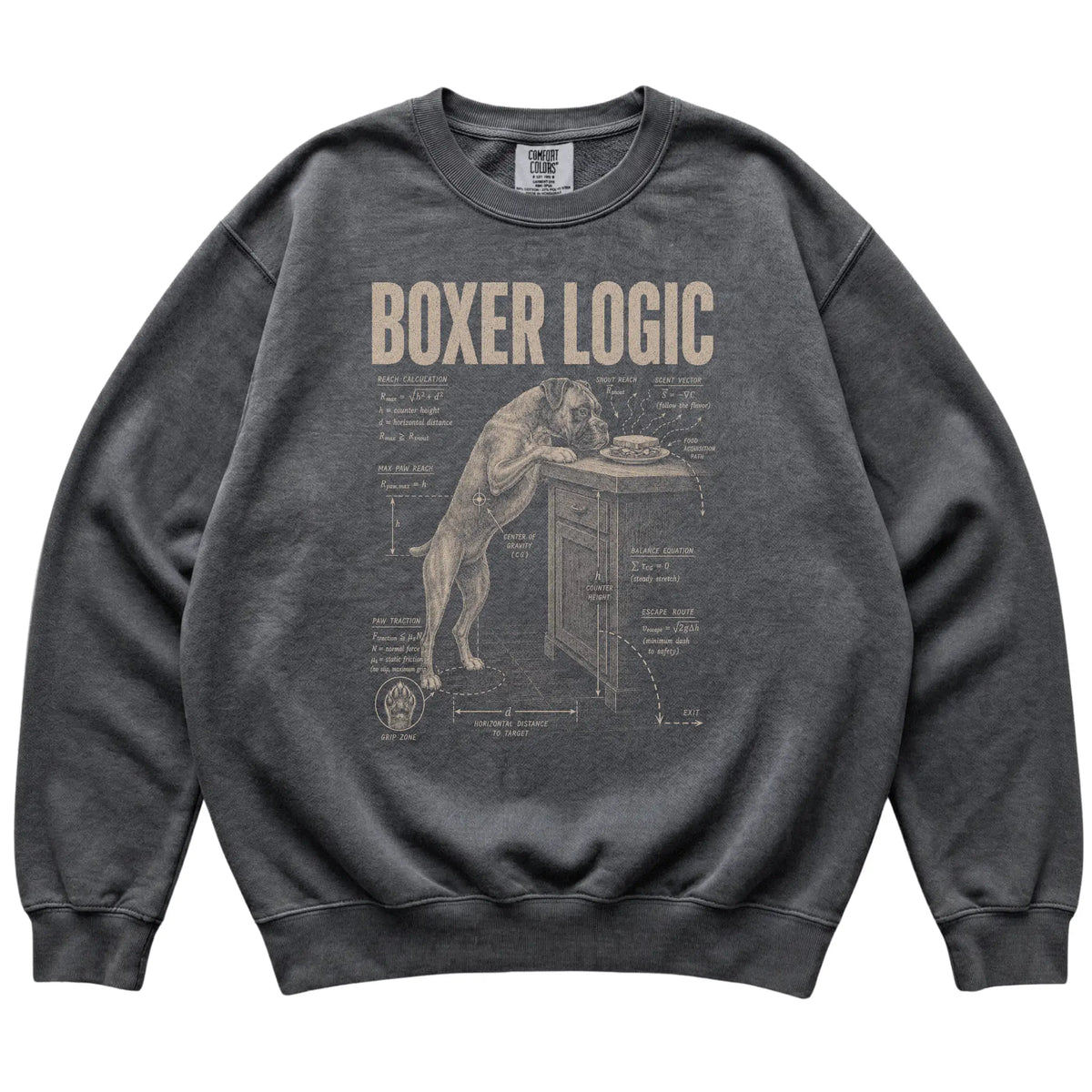 Pepper Boxer Logic sweatshirt laid flat