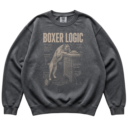 Pepper Boxer Logic sweatshirt laid flat
