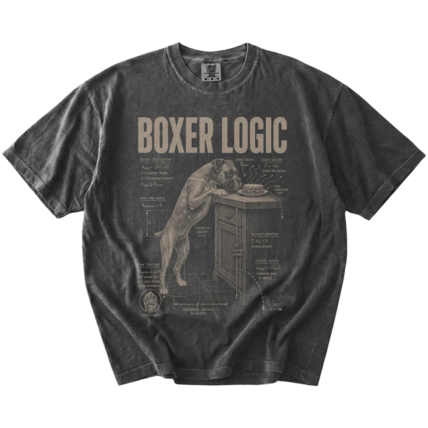 Pepper Boxer Logic t-shirt laid flat