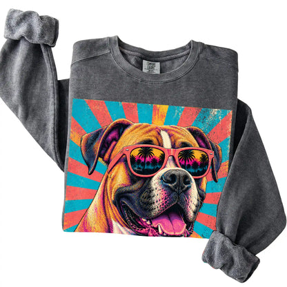 Folded Pepper Comfort Colors sweatshirt with a Retro Boxer Mama design