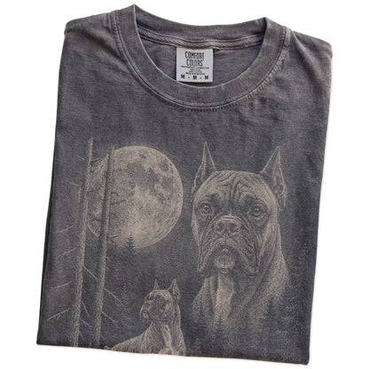 Folded Pepper Boxer Moonlit Forest T-Shirt showing the graphic