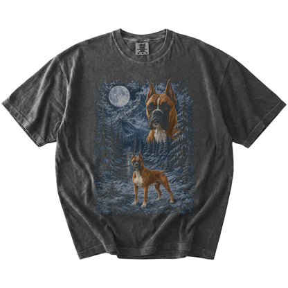 pepper T-shirt with Boxer Winter Moon artwork.