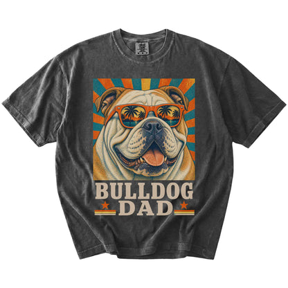 Retro Bulldog Dad design on a Pepper Comfort Colors T-shirt