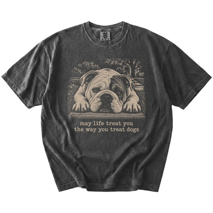 Bulldog Karma Comfort Colors T-shirt in Pepper — Flat Lay