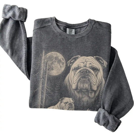 Pepper Bulldog Moonlit Forest Comfort Colors sweatshirt, folded view