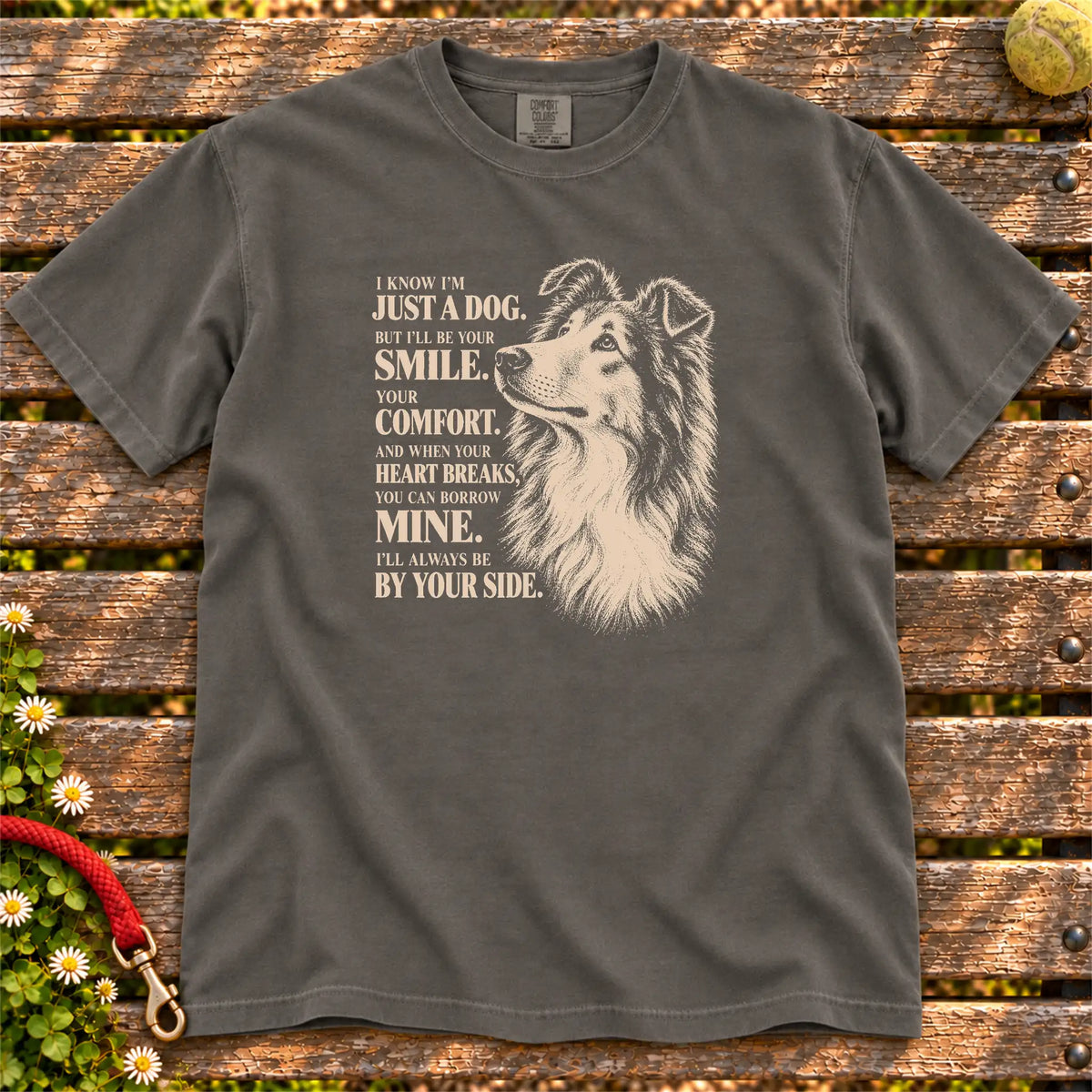 Pepper Comfort Colors® T-shirt featuring the Collie By Your Side design.