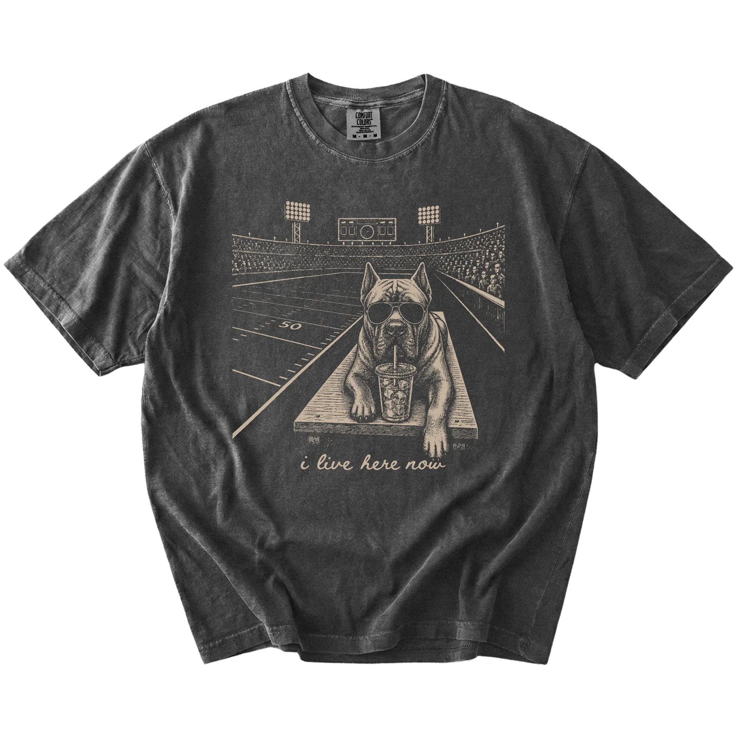 Cane Corso ready for football and tailgate season on a Pepper Comfort Colors® T-shirt