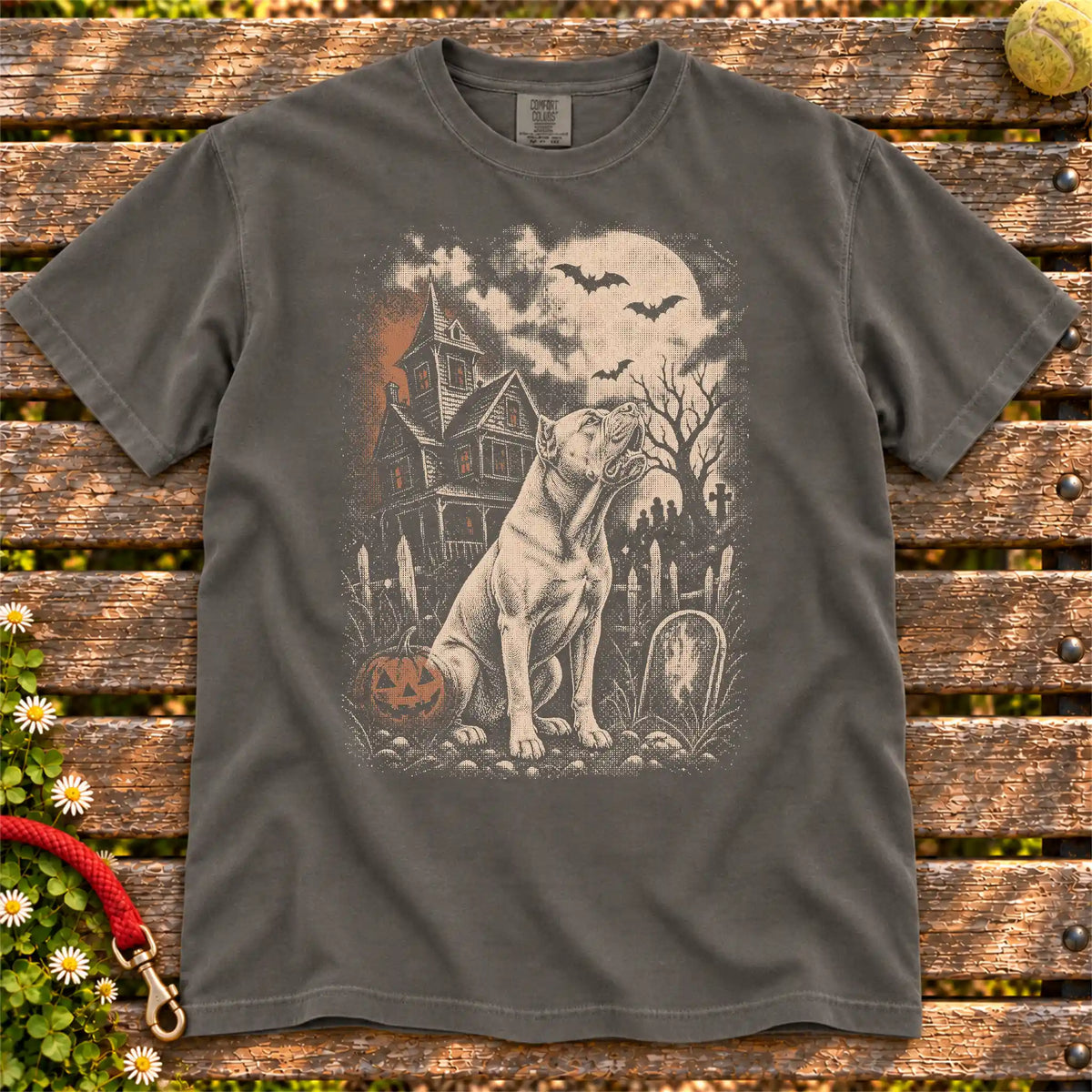 Haunted House Cane Corso T-Shirt in Pepper