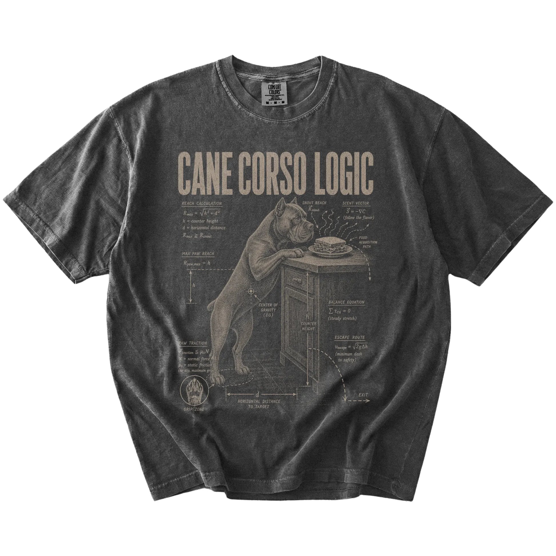 Pepper Cane Corso Logic t-shirt laid flat