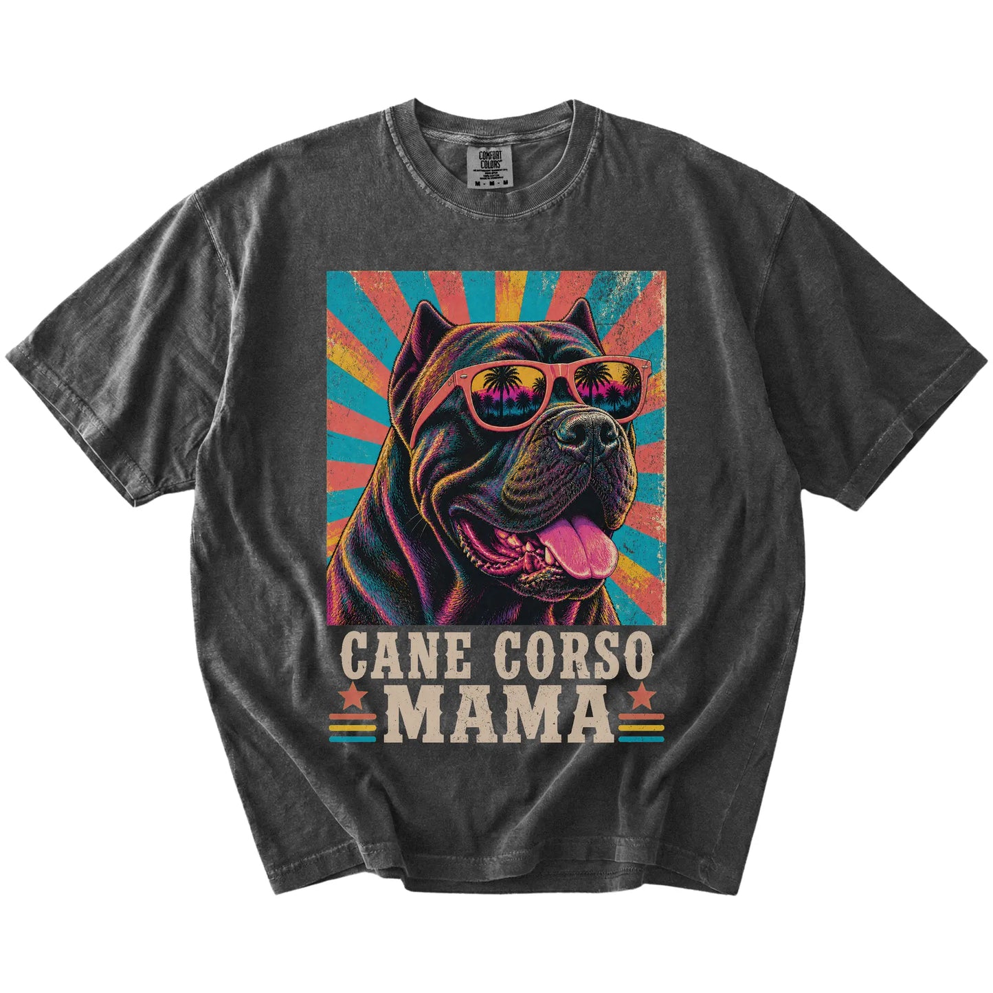 Retro Cane Corso Mama design on a Pepper Comfort Colors T-shirt