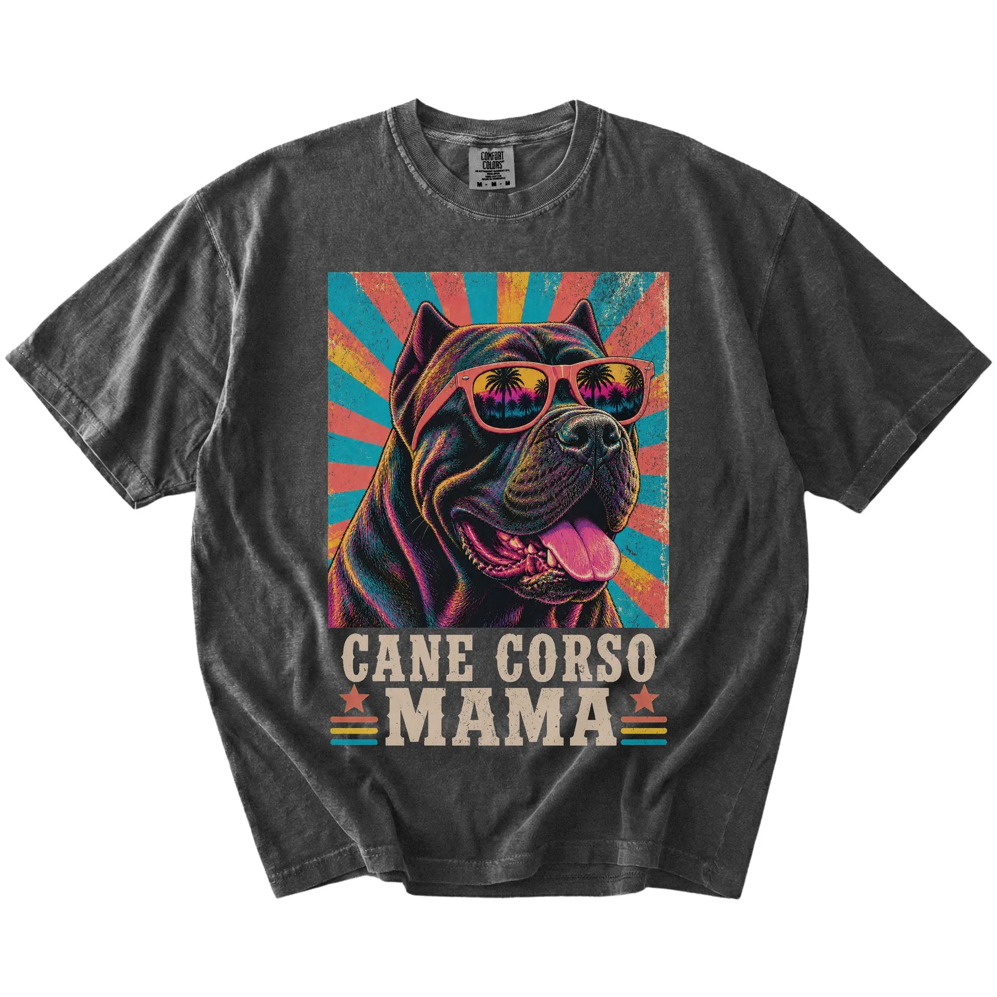 Retro Cane Corso Mama design on a Pepper Comfort Colors T-shirt