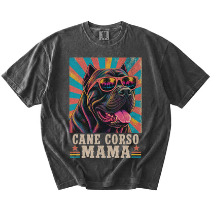 Retro Cane Corso Mama design on a Pepper Comfort Colors T-shirt