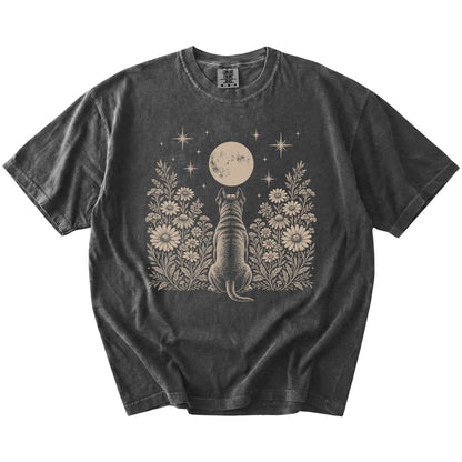 Cane Corso beneath a wildflower moon on a Pepper Comfort Colors® T-shirt