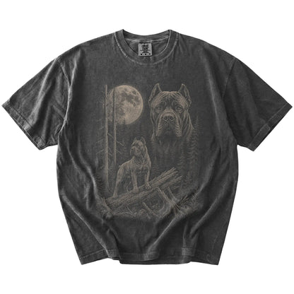 Pepper Cane Corso Moonlit Forest T-Shirt laid flat