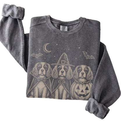 Pepper Cavalier King Charles Spaniel Halloween Costume Comfort Colors sweatshirt, folded view