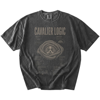 Pepper Cavalier King Charles Spaniel Logic T-Shirt laid flat