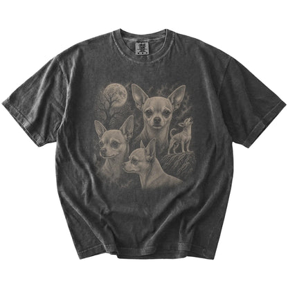 Vintage moon montage featuring Chihuahua on a Pepper Comfort Colors® T-shirt