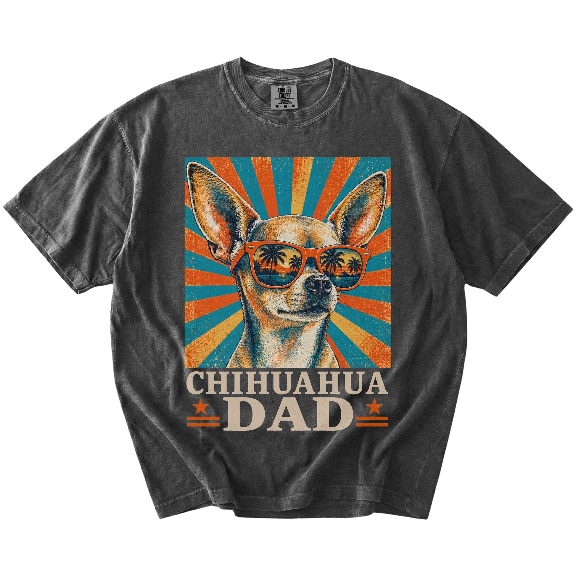 Retro Chihuahua Dad design on a Pepper Comfort Colors T-shirt