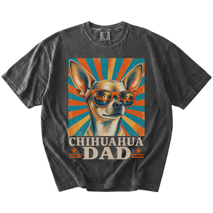 Retro Chihuahua Dad design on a Pepper Comfort Colors T-shirt