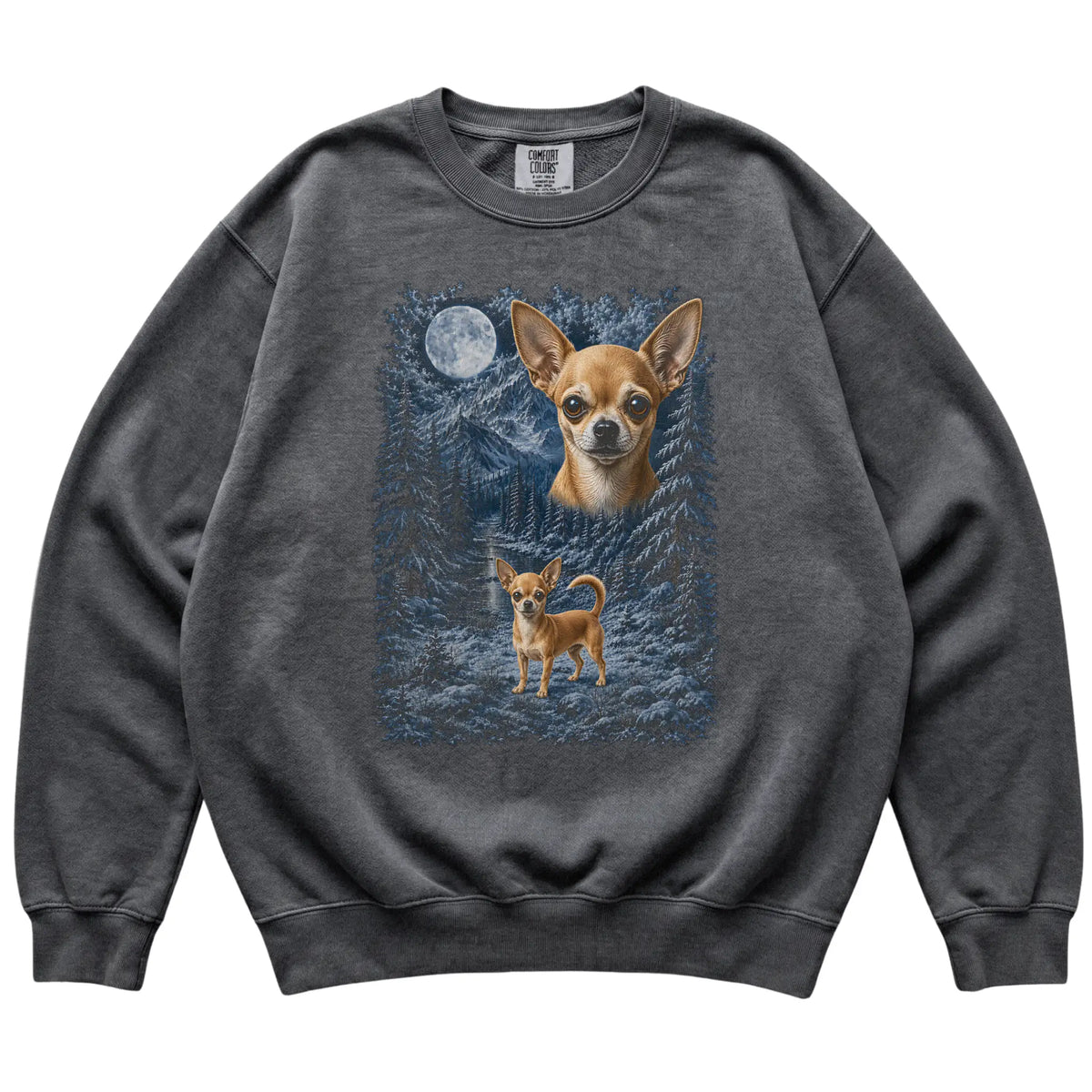 Chihuahua Forest Moon Sweatshirt in Pepper