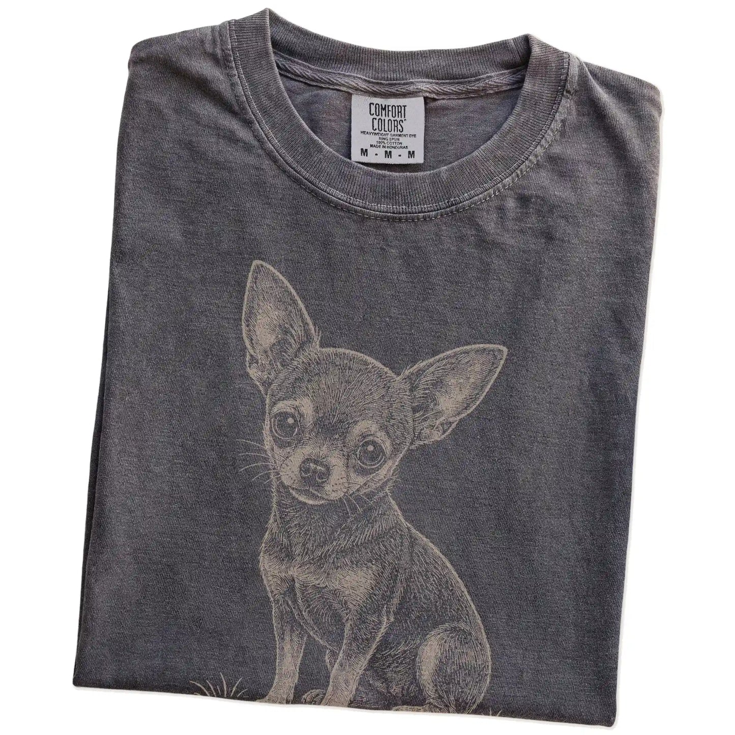 Folded Pepper Chihuahua Karma T-Shirt showing the graphic