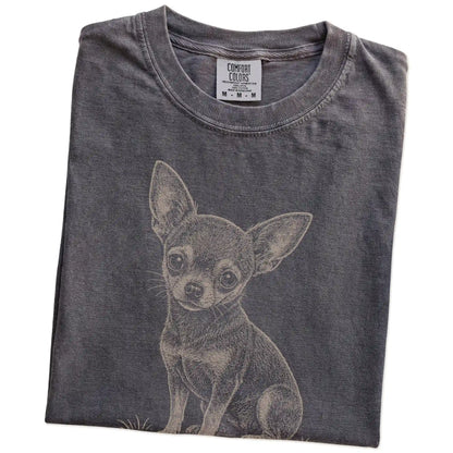 Folded Pepper Chihuahua Karma T-Shirt showing the graphic